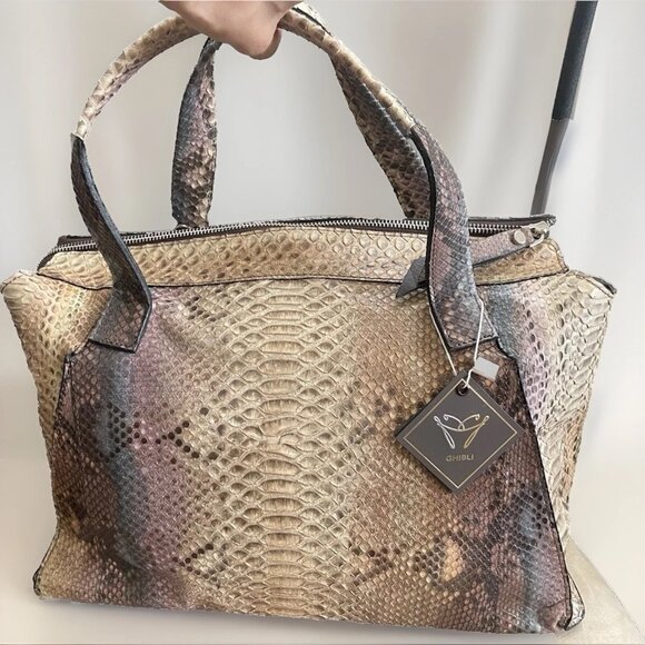 Ghibli Italy Handbags - Ghibli Italy Genuine Python Multicolor/Metallic  Shoulder/Tote Bag